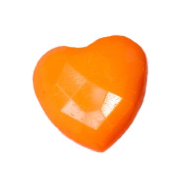 Kids button as heart out plastic in orange 14 mm 0,55 inch